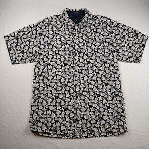 Vintage Tommy Jeans Shirt Mens XL Navy Floral Hawaiian Cotton VTG 00s